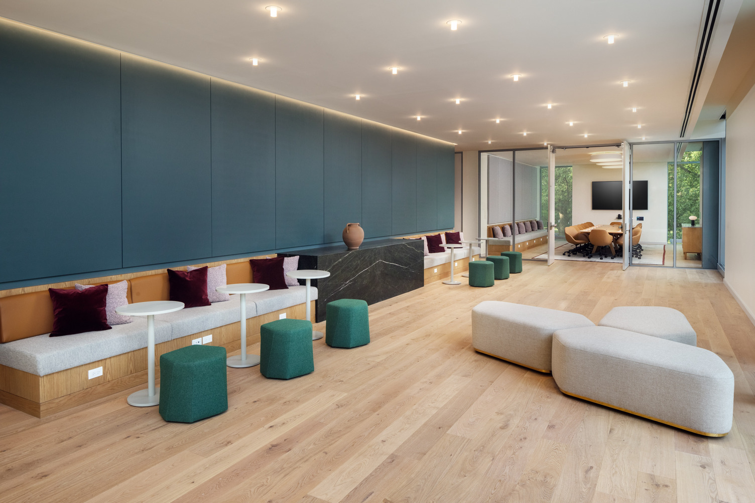 Open seating area where people can work remotely